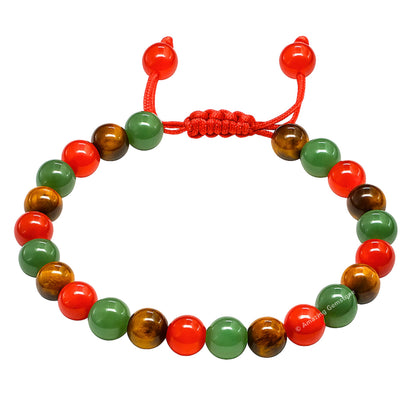 Amazing Gemstone Leo Zodiac Crystal Bracelet - Carnelian Tiger Eye Green Aventurine Birthstone Bracelets Women Men Healing Calming Anxiety Stress Relief Gifts (Adjustable)