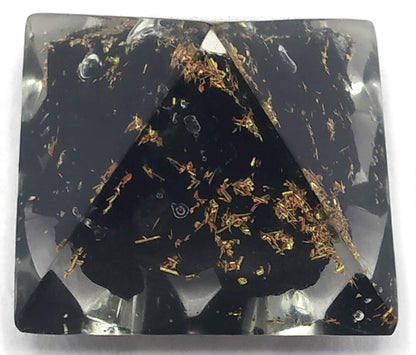 Amazing Gemstone Shungite Lemurian Orgone Pyramid - 30mm Small Orgonite Pyramids with Crystals and Healing Stones - Authentic Organite Gifts
