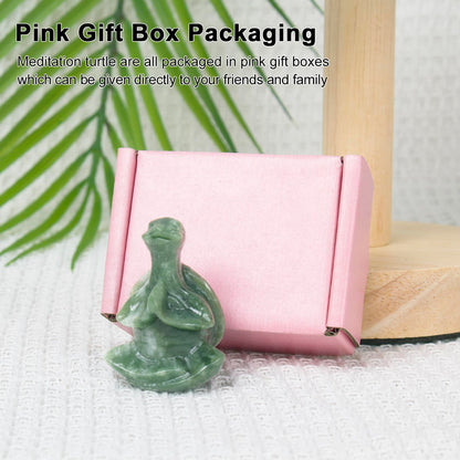 QLRSUXN Green Jade Sea Turtle Meditation Crystal Yoga Sculpture,Hand Carved Healing Figurine Spiritual Decor Chakra Balancing Gift,Zen Statue for Home Office Decorations