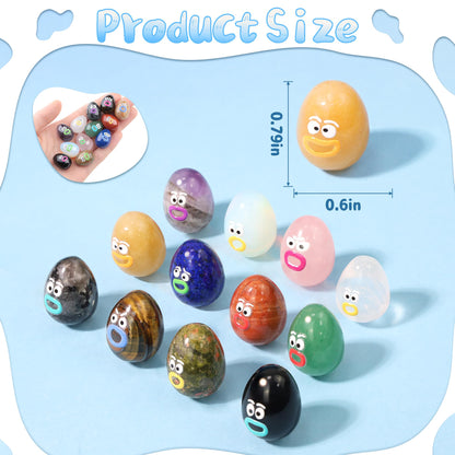 XIANNVXI Funny Emotion Polished Stone Gift 12pcs Cute Emoji Carving Egg Figurine Crystals Present Rock Natural Healing Crystals Stones Novel Mothers Day Graduation Birthday Gifts for Women Men