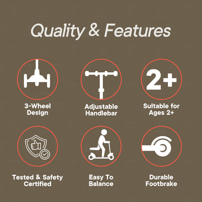 Black Mini 3 Wheel Scooter for Kids – Lean-to-Steer with LED Light-Up Wheels, Adjustable Handlebar, Wide Anti-Slip Deck, Smooth PU Wheels, Rear Foot Brake – Toddler Scooter for Ages 2+