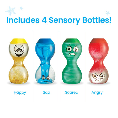 hand2mind Express Your Feelings Sensory Bottles-Primary Emotions, Quiet Toddler Fidgets for Classroom, Calm Down Corner Supplies, Social Emotional Learning, Sensory Toys for Kids with Autism