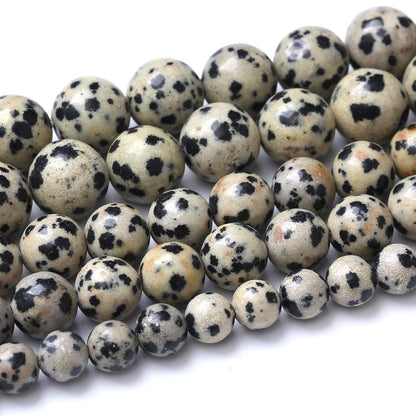 10mm 38pcs Natural Stone Beads Dalmatian Jasper Round Loose Spacer Beads for Jewelry Making DIY Bracelet Necklace Accessories (10mm, Dalmation Jaspers)