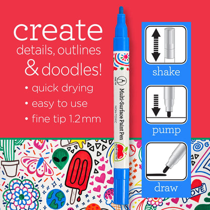 Apple Barrel Paint Pens, Set of 12 Multi-Surface Fine Tip Paint Pens, Perfect for Indoor and Outdoor Arts and Crafts Projects, 6233