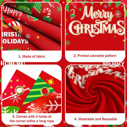 AIBIIN Red Merry Christmas Backdrop Banner for Happy Holiday Christmas Party Decoration, Red Santa Claus Candy Background for Winter Xmas Party Decorations 70.8x78.7 inch