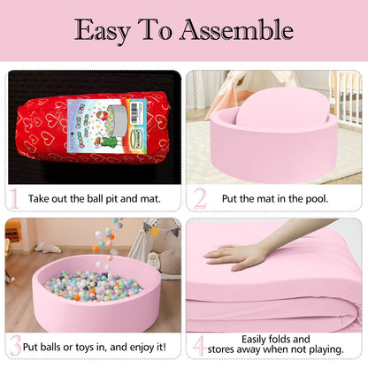 SHJADE 47.2"x 13.8" Foam Ball Pit, Large Ball Pits for Toddlers, Soft Round Playpen Ball Pool for Kids, Ideal Gift for Child Indoor and Outdoor Game, Pink(Balls not Included)