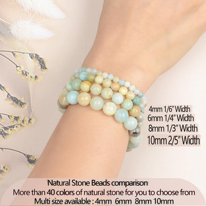 LPBeads Handmade Natural Gemstone Stretch Elastic 6mm Mulitcolor Amazonite Bracelet Healing Crystal Round Stone Beads Jewelry Gifts for Women Men