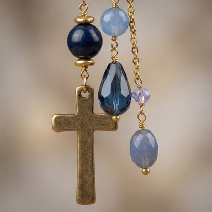Blue Crystal Symbolic Pendant, Single Piece Ornament, Decorative Jewelry Accessory, Meaningful Symbol Gifts, Fashion Charm, Elegant Necklace Charm