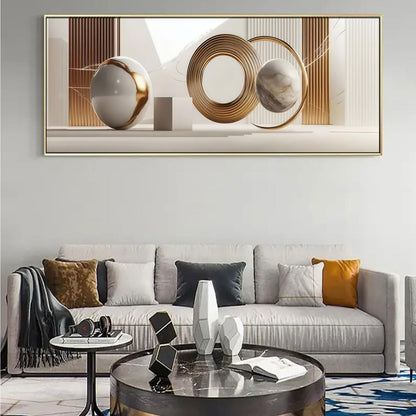 Yutjafa Extra Large Geometric Wall Art Modern Abstract Neutral Line Decor painting Pictures Nordic Gold White 2D Posters Canvas Prints for Bedroom Office Hallway Hotel Home Decoration No Frames