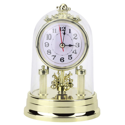 Aramox Retro Living Room Clock, European Retro Style Living Room Clock, Antique Silent Table Clock Home Decor for Home, Office, Hotel (Gold)
