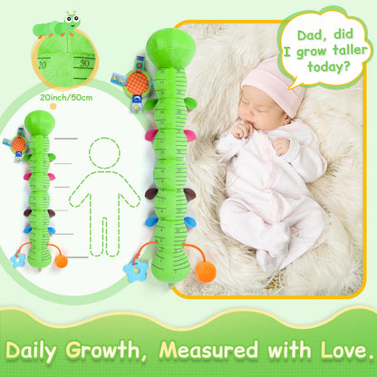 Tummy Time Baby Toys Sensory Musical Animal Stuffed Car Seat Toy for Infant 0-3-6-12 Months Newborn, Plush Caterpillar with Mirror,Crinkle,Rattle Teething Toys for Baby Boys Girls Shower Gifts, Green