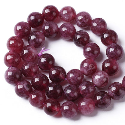 76PCS 10MM Natural Stone Kunzite Purple Jade Beads Round Loose Beads for Jewelry Making Bracelet 2 Strands 32"