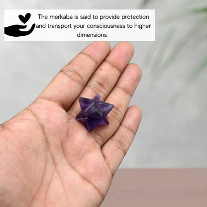 Amazing Gemstone Amethyst Merkaba Crystal - 0.75 Inches Metaphysical Merkaba Star for Meditation - Energetic Tetrahedron Crystal and Healing Stones for Spiritual Growth and Healing (15-20mm)