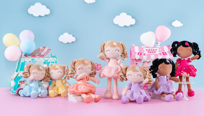 Gloveleya Baby Doll Baby Girl Gifts Plush Curly Kids Girl Toys with Love Toys for Ages 2-4 Toddler Toy Pink