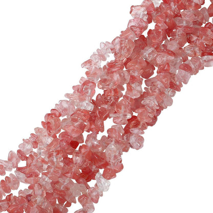 Natural Chip Stone Beads 450pcs Cherry Quartz Chips 5-8mm Irregular Healing Crystal Rocks Hole Drilled DIY Loose Gemstone Beads for Jewelry Making Bracelet Earrings Necklace Crafting