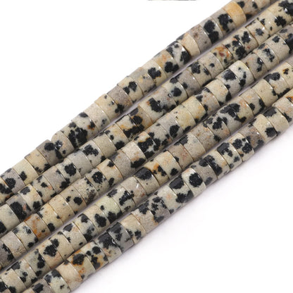 NITOPUPU 150Pcs 4×2mm Natural Dalmatian Jasper Spacer Stone Beads for Jewelry Making Supplies, Loose Semi Flat Round Gemstone Tube Beads for Bracelets DIY Crafts