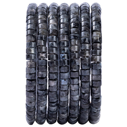Natural Black Spectrolite Stone Spacer Beads 6x3mm 38cm/str Flat Round Loose Semi Gemstone Caps for Making Bracelets Necklace