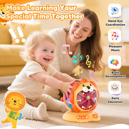 Alphabet Learning Toys for Toddlers 1-2 Year Old, Lion Spin and Sing ABC Letter Interactive Toys with Lights Sound, Musical Educational Toys for Boys Girls Kids, First Christmas Birthday Gift