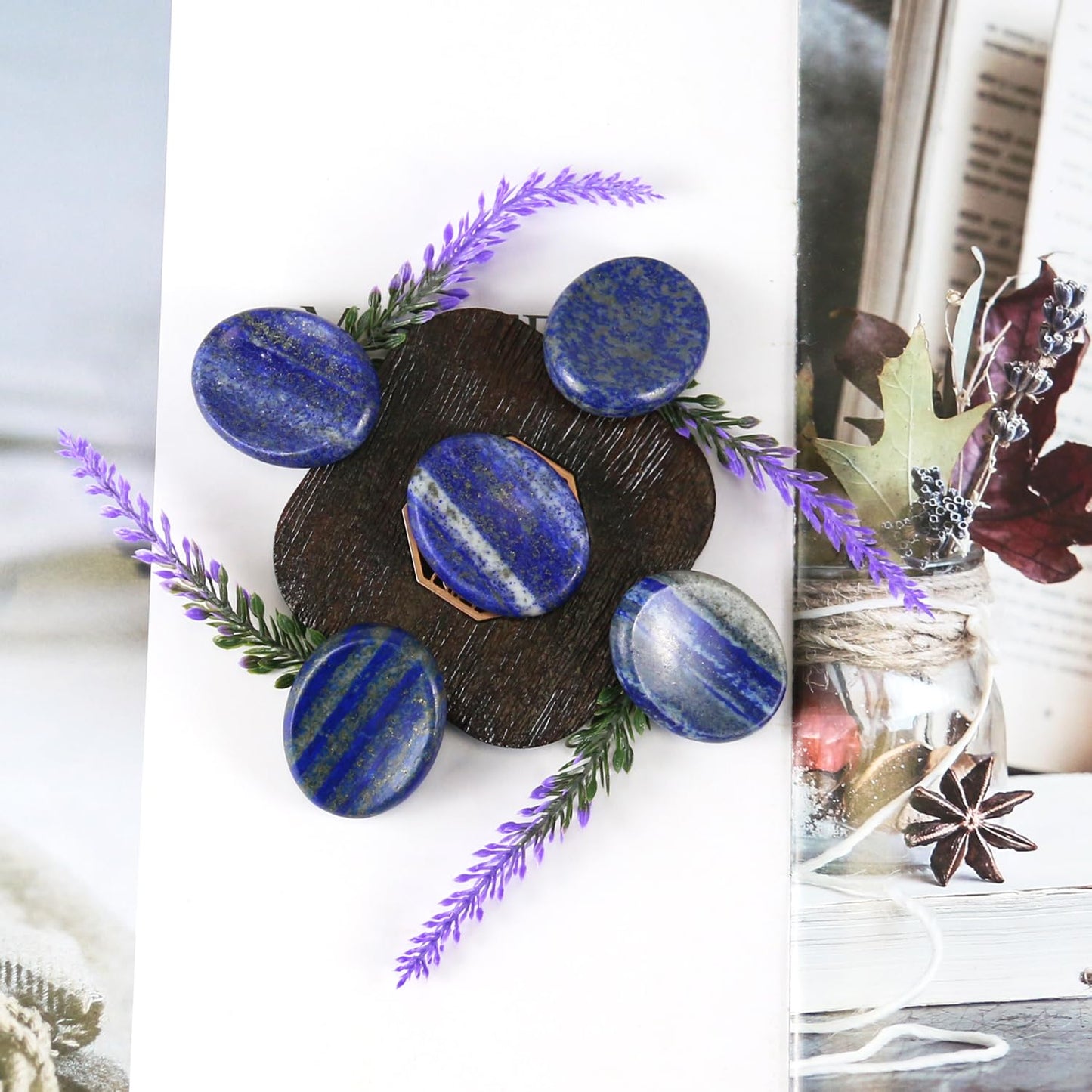Nvzi Worry Stones Lapis Lazuli Crystals, Chakra Crystals and Healing Stones, Oval Palm Stone, Thumb Stone, Crystals for Beginners, Spiritual Gifts for Women, Meditation Accessories (1PCS)