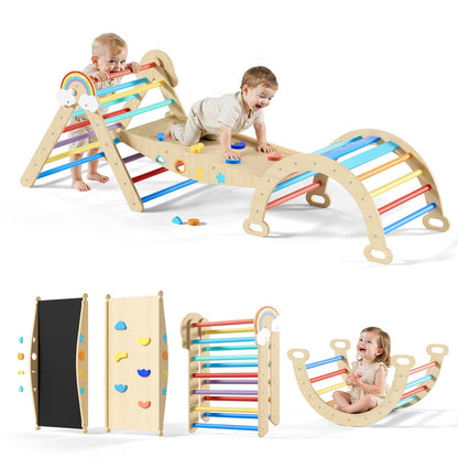 Duwenem Pikler Triangle Set, 10in1 Toddler Climbing Toys Indoor, Montessori Kids' Indoor Climbers & Play Structures with Arch&Ramp&Ladder, Indoor Baby Climber for Montessori Toys