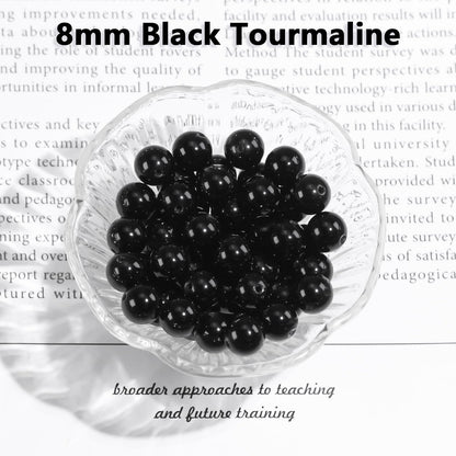 8mm Natural Gemstone Round Black Tourmaline Loose Beads for Jewelry Making DIY Bracelets Necklace (45-48pcs/strand)
