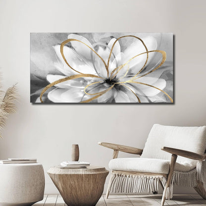 SOUGUAN Black and Grey Wall Decor Flower Art Work 20x40 Inch Line Paintings for Living Room Bedroom Office Wall Decorations