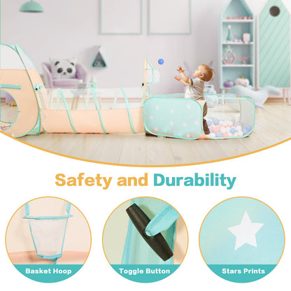 SISTICKER 3 in 1 Kids Play Tent with Baby Ball Pit and Play Tunnel, Toddler Climbing Toys for Boys, Girls, Babies, Indoor Outdoor Pop Up Playhouse Tunnel Toys (Balls NOT Included)