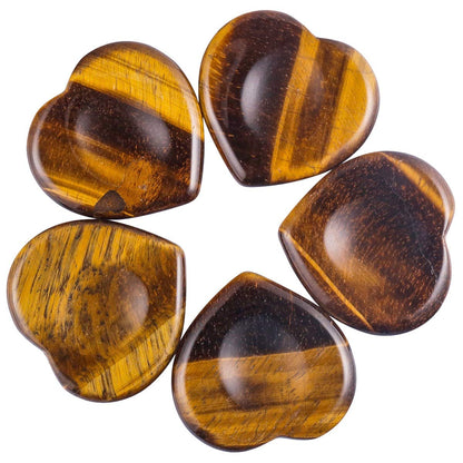 rockcloud Pack of 2 Tiger Eye's Crystal Thumb Worry Stone for Anxiety, Healing Crystal Pocket Palm Stone, Heart Shape