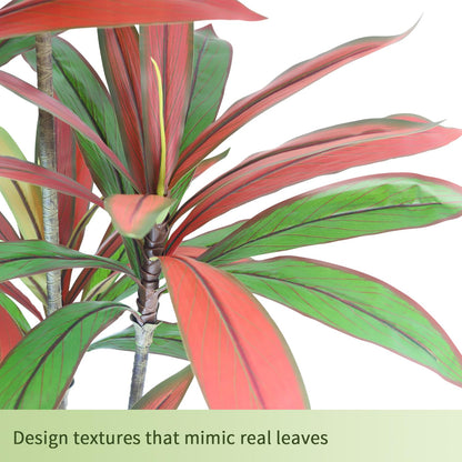 5FT Artificial Dracaena Tree Red: Compact Faux Plant for Apartments, Realistic Greenery in White Planter, Easy-Clean Silk Tree for Small Space, Balcony, Office Gaoqisi