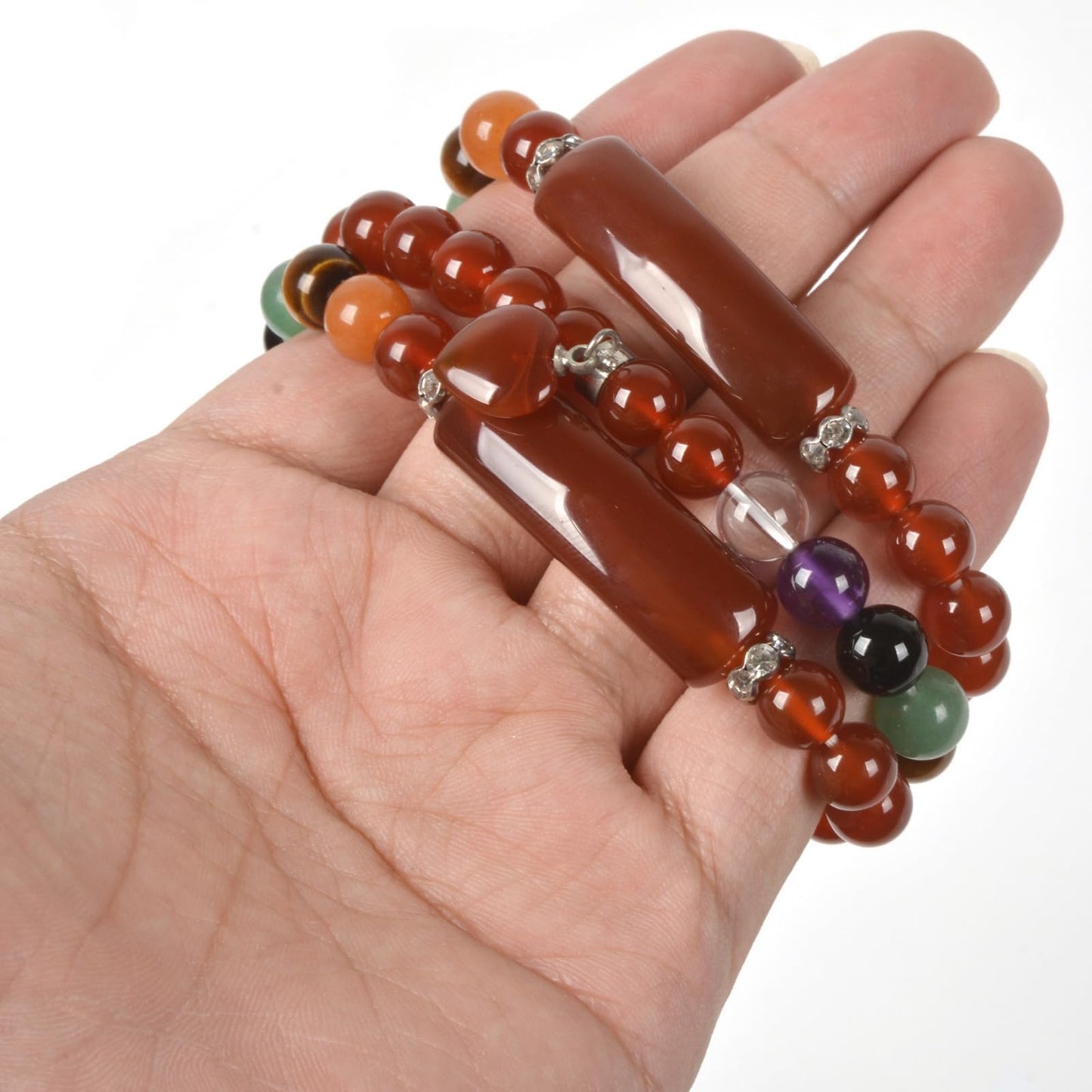 Justinstones Red Agate Natural Healing Stone Bracelet 8mm Beads Chakra Crystal Energy Heart Charm Bracelet Love Friendship Anxiety Crystal Healing Stone Chakra Bracelet