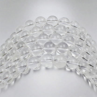 MJDCB 7A Natural White Clear Quartz Round Beads Gemstone Beads for DIY Necklace Bracelat Jewelry Making Strand 15" (8mm)