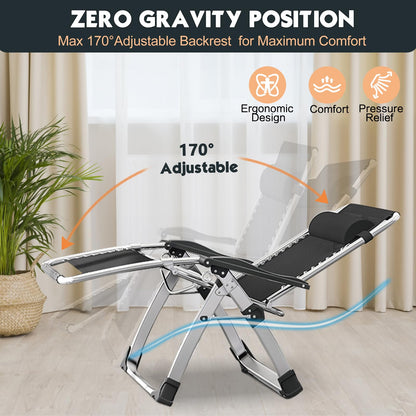 MOPHOTO Zero Gravity Chair, Outdoor Padded Lounge Chair with Side Table, Zero Gravity Recliner Chair, Outdoor Reclining Chair, Sturdy & Comfortable, Supports up to 440lbs