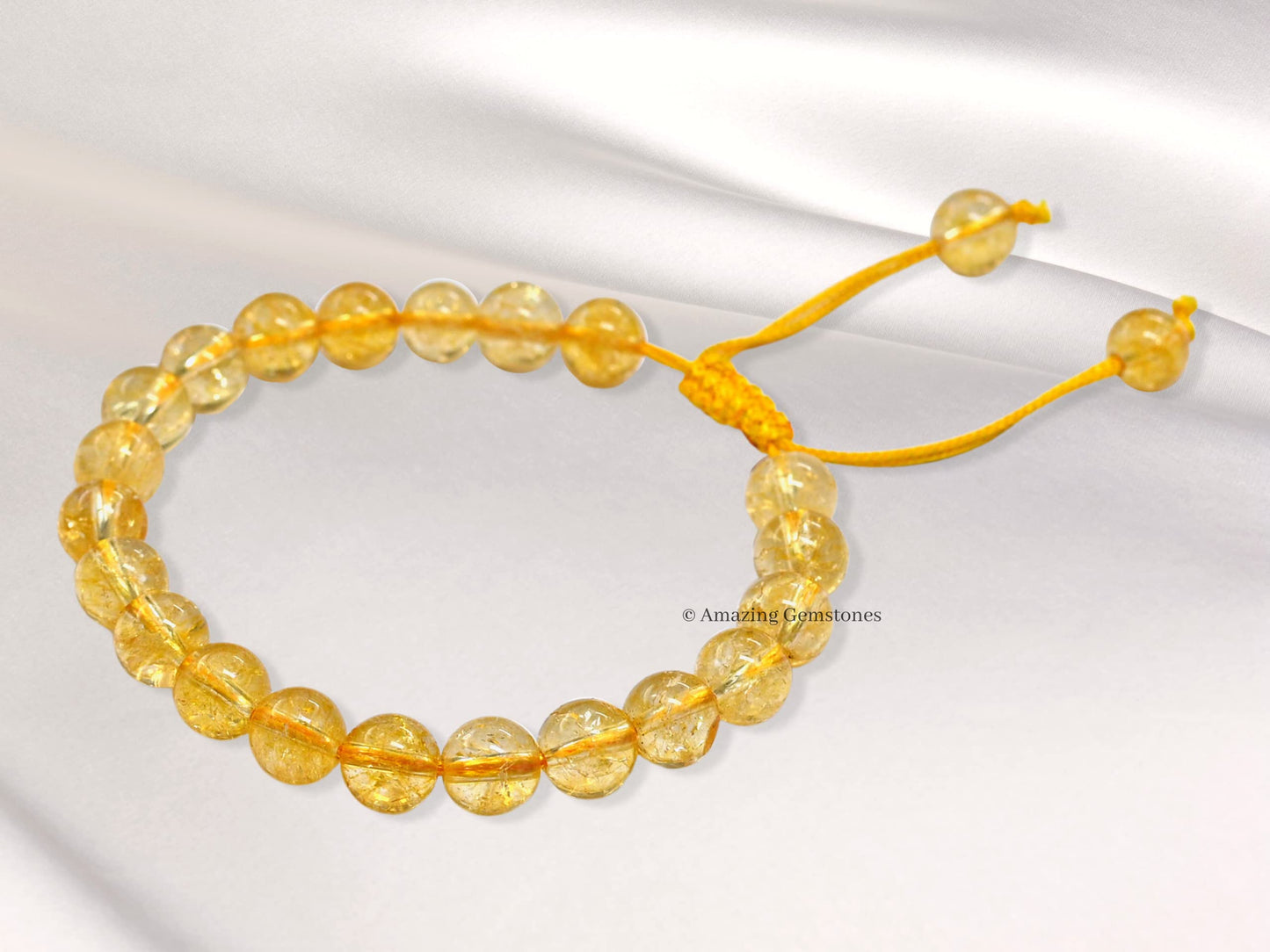 Amazing Gemstone Citrine Bracelet, Gifts For Men & Women - Protection Healing Crystal Bracelet - 8mm Gemstone Beaded Adjustable Bracelet, Pulseras Para Hombres Mujer Stocking Stuffers (Citrine Onyx)