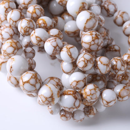 45pcs 8mm White Howlite Spun Gold Stone Beads for Jewelry Making Natural Stone Energy Healing Beads DIY Bracelet Necklace 15" (8mm, White Howlite Spun Gold Stone)