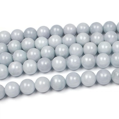 MJDCB Natural Round Aquamarine Gemstone Spacer Loose Beads Spacer Beads for DIY Jewelry Making Strand 15"