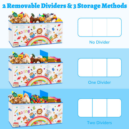 decalsweet Kids Toy Box Storage Chest Collapsible Storage Bin with Lids Handles for Boys Girls Toddler, Large Kids Toy Organizer Box for Kidsroom Bedroom Playroom Nursery,37.7"x12.5"x15.7"