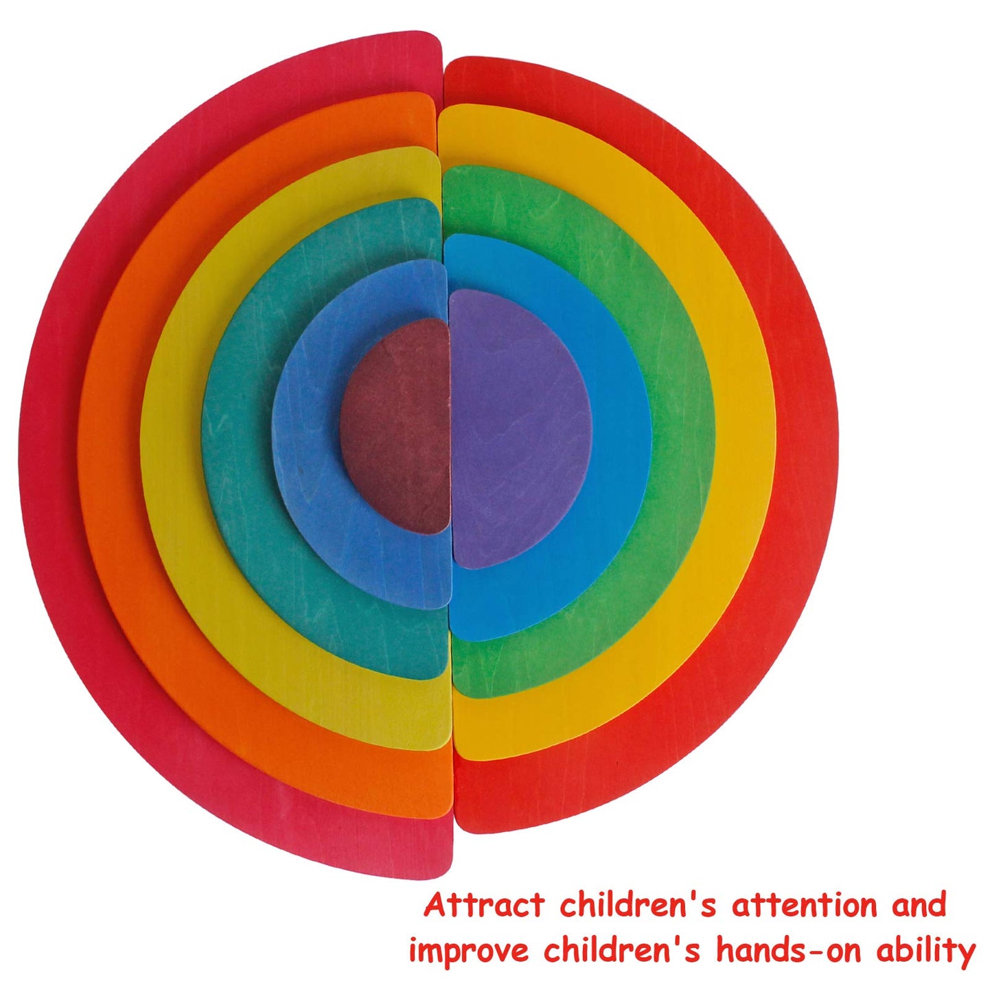 Dinhon 11Pcs Semicircle Stacking Toys Game Rainbow Stacker Wood Building Blocks Set for Kids Construction Building Toys Set Preschool Wooden Blocks for Boys Girl Colorful Learning Educational Toys