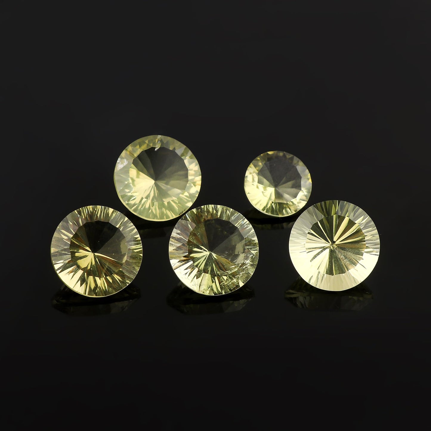 CRYSTALIS 5pcs AA+ Natural Lemon Quartz, Concave-Cut, Loose Gemstone Wholesale Bulk Cabochons Jewelry Making Supply, Chakra Healing Polished Stones, Wire Wrapping, DIY, Gem Collection, 14mm