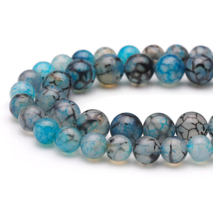 Youngbling Natural Gemstone Beads for Jewelry Making,8mm Dragon Vein Agate Polished Round Smooth Stone Beads for Bracelet Necklace 15 Inch