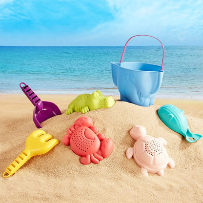 hahaland Beach Toys for Toddlers 1-3 - Sand Toys for Toddlers 1-3, Baby Bucket Rake Shovel Set, Bath Water Outdoor Toy for Boys Girls, Sandbox Toy for 1 Year Old Toddler Toys Age 1-2