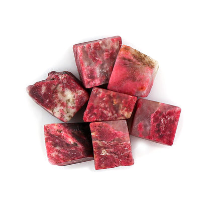 CRYSTALINES (50cts) High Grade Natural Raw Thulite Gemstone, Wholesale Rough Loose Stones, DIY Craft Jewelry Making Supplies, Chakra & Healing Crystals, Gem Collection (7 to 8pcs)