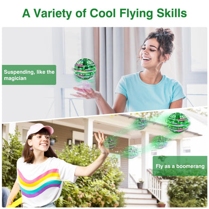 Ciniffo Flying Orb Ball 2025, Hand Controlled Boomerang Spinner Mini Drone Cosmic Globe Toy, Cool Toys Gift for 6 7 8 9 10+ Year Old Boys Girls Teens Outdoor Toys(Green)