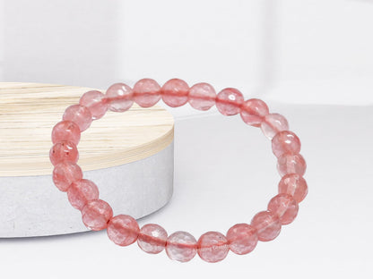 Amazing Gemstone Cherry Quartz Bracelet for Women - Chakra Mens Bracelet Protection Crystals and Healing Stones - Blessing Bracelet Spiritual Meditation Gift Christmas Stocking Stuffers