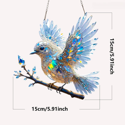 Stained Glass Window Hanging, Hanging Window Decor Pendant-Art Decorative Bird for Family, Friends and Bird Lovers