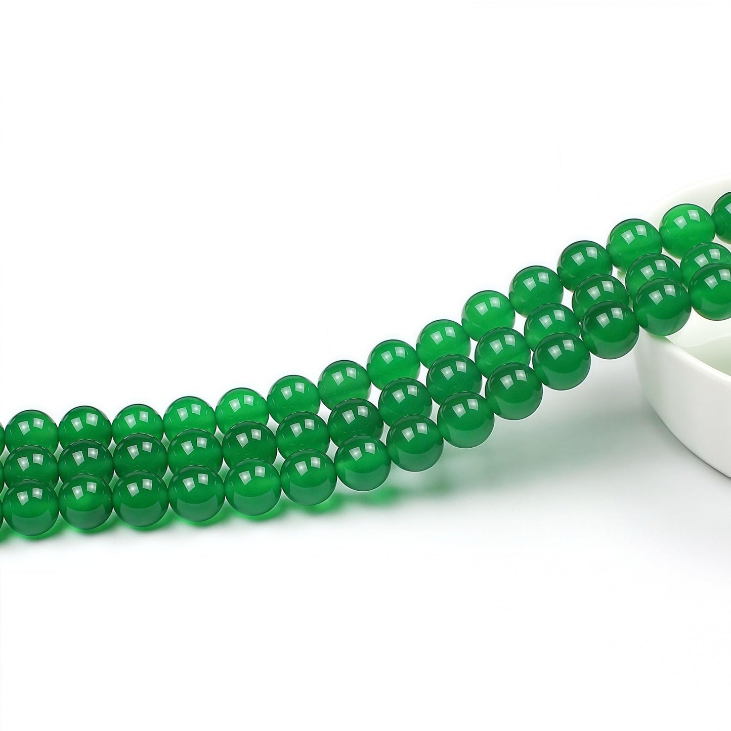 MJDCB 7A Natural Green Agate Beads Round Stone Loose Beads for Necklace Bracelet Charms Jewelry Making 15"(8mm)