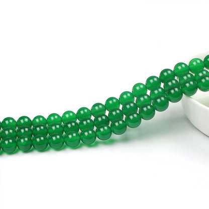 MJDCB 7A Natural Green Agate Beads Round Stone Loose Beads for Necklace Bracelet Charms Jewelry Making 15"(8mm)