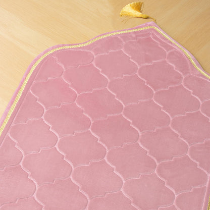 YAZEIN Muslim Prayer Rug with Tasbih Prayer Beads, Soft Memory Foam Prayer Matt Islam, Padded Islamic Prayer Mat Thick for Men and Women, Janamaz, Sajadah (25.6" x 43.3", Pink)