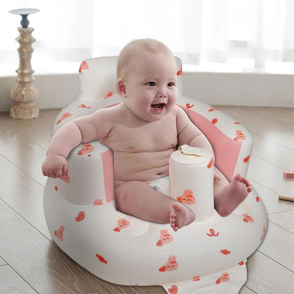 EKEPE Inflatable Baby Chair with Built in Air Pump, Sit me Up Floor Seat for Baby 3 Months & Up, Blow Up Baby Seats for Infants for Sitting Up - Bunny