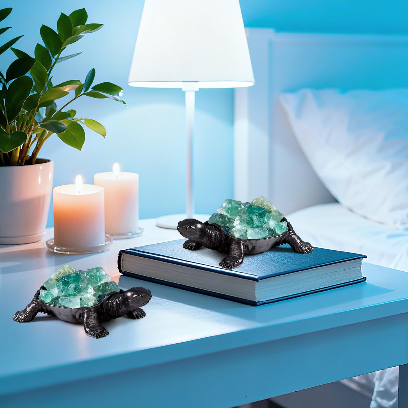DUQGUHO Turtle Decor Figurines Turtles Gifts for Women Fluorite Crystal Cute Turtle Statue Decorations Sea Turtles Gifts