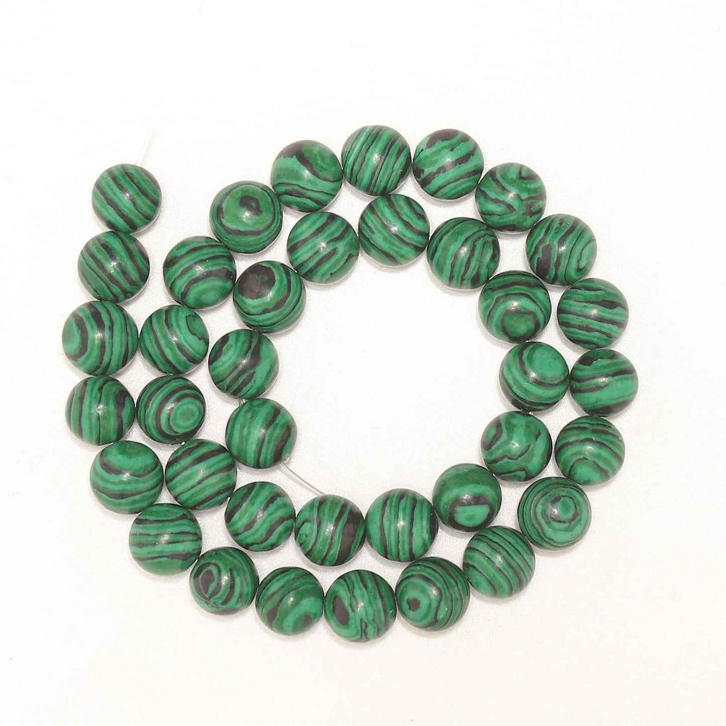 35pcs 10mm Malachite Loose Beads for Jewelry Making, Natural Semi Precious Beads Round Smooth Gemstone Spacer Beads Charms for Necklaces Bracelets